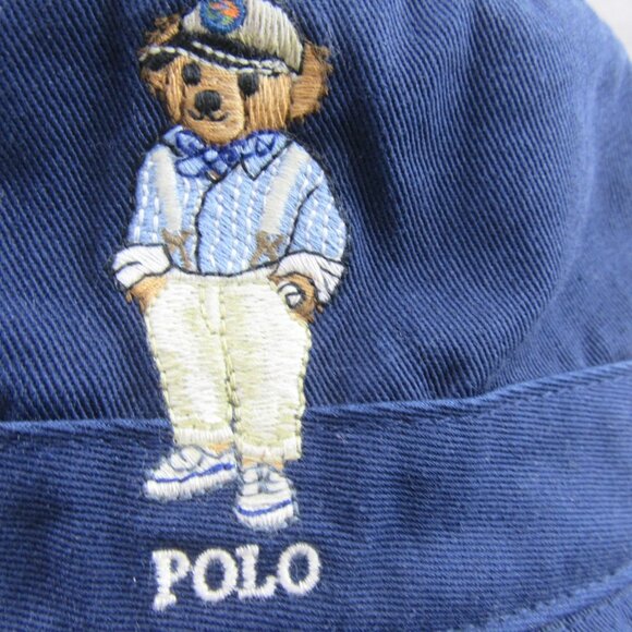 Polo Ralph Lauren Embroidered Bear Bucket Hat Adult Size S/M Navy Blue NEW - Picture 4 of 12